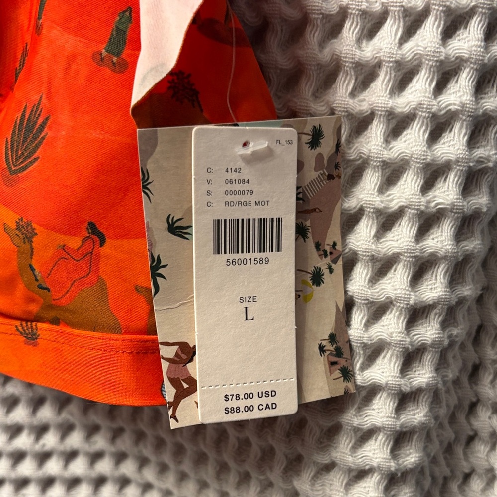 Anthropologie Vibrant Orange Patterned Bikini Top - Picture 3 of 6